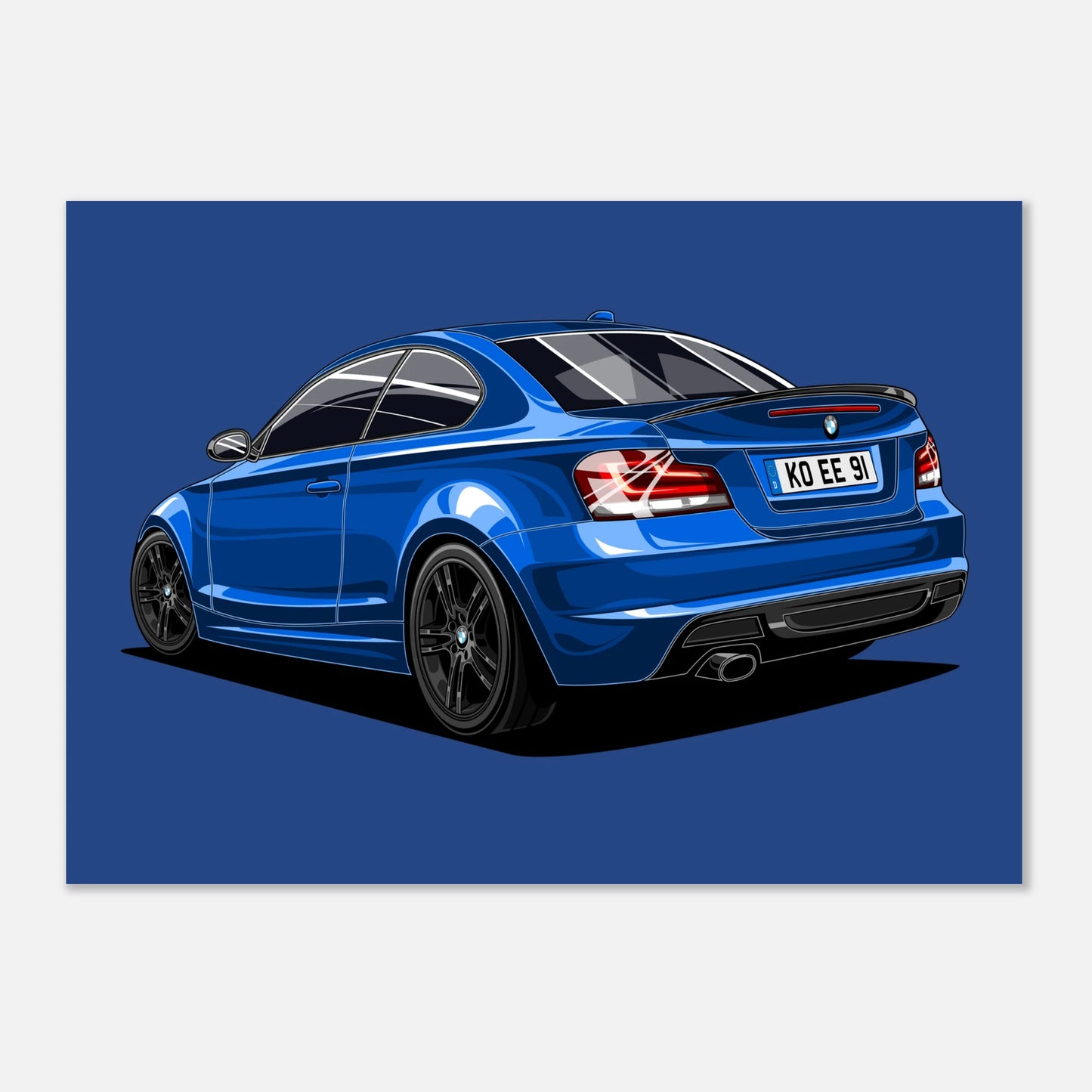 Personalisiertes Auto-Porträt als Poster illustriert – handgezeichnet & gerahmt