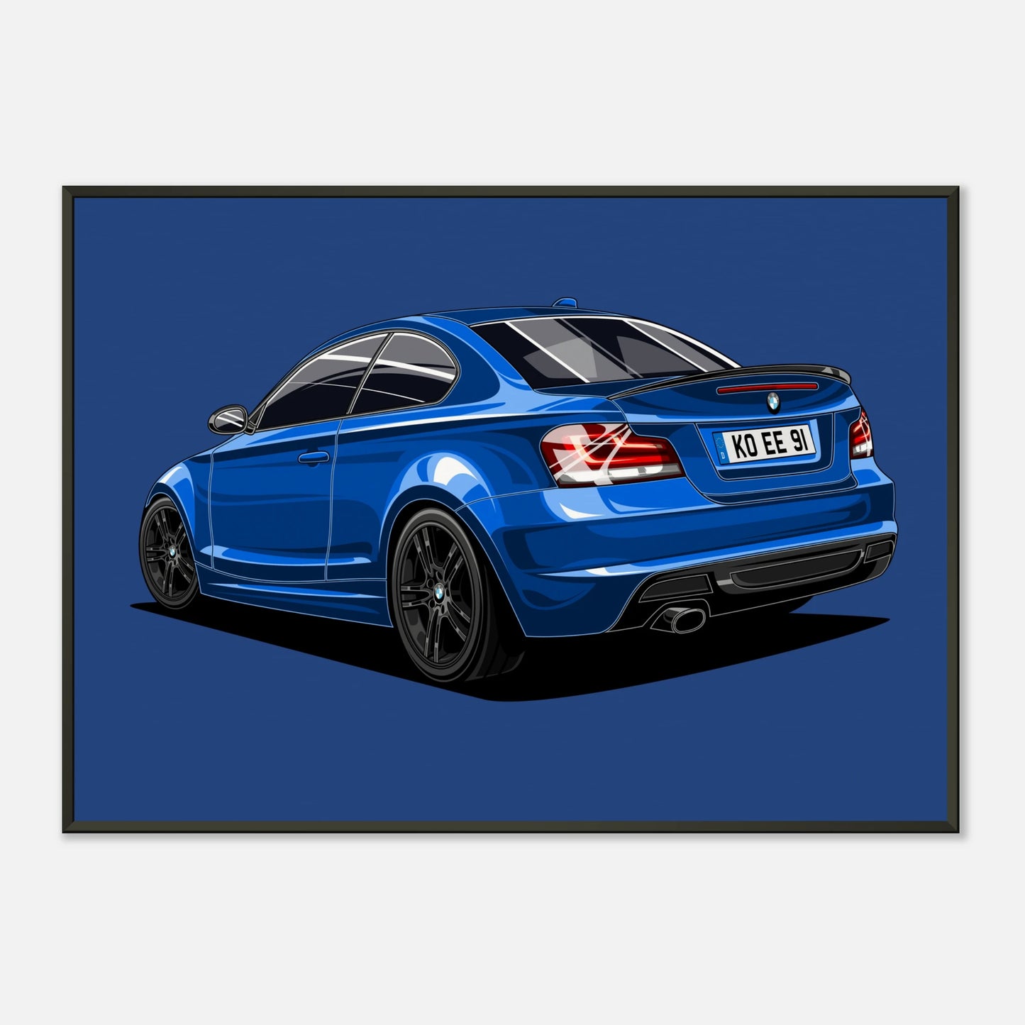 Personalisiertes Auto-Porträt als Poster illustriert – handgezeichnet & gerahmt