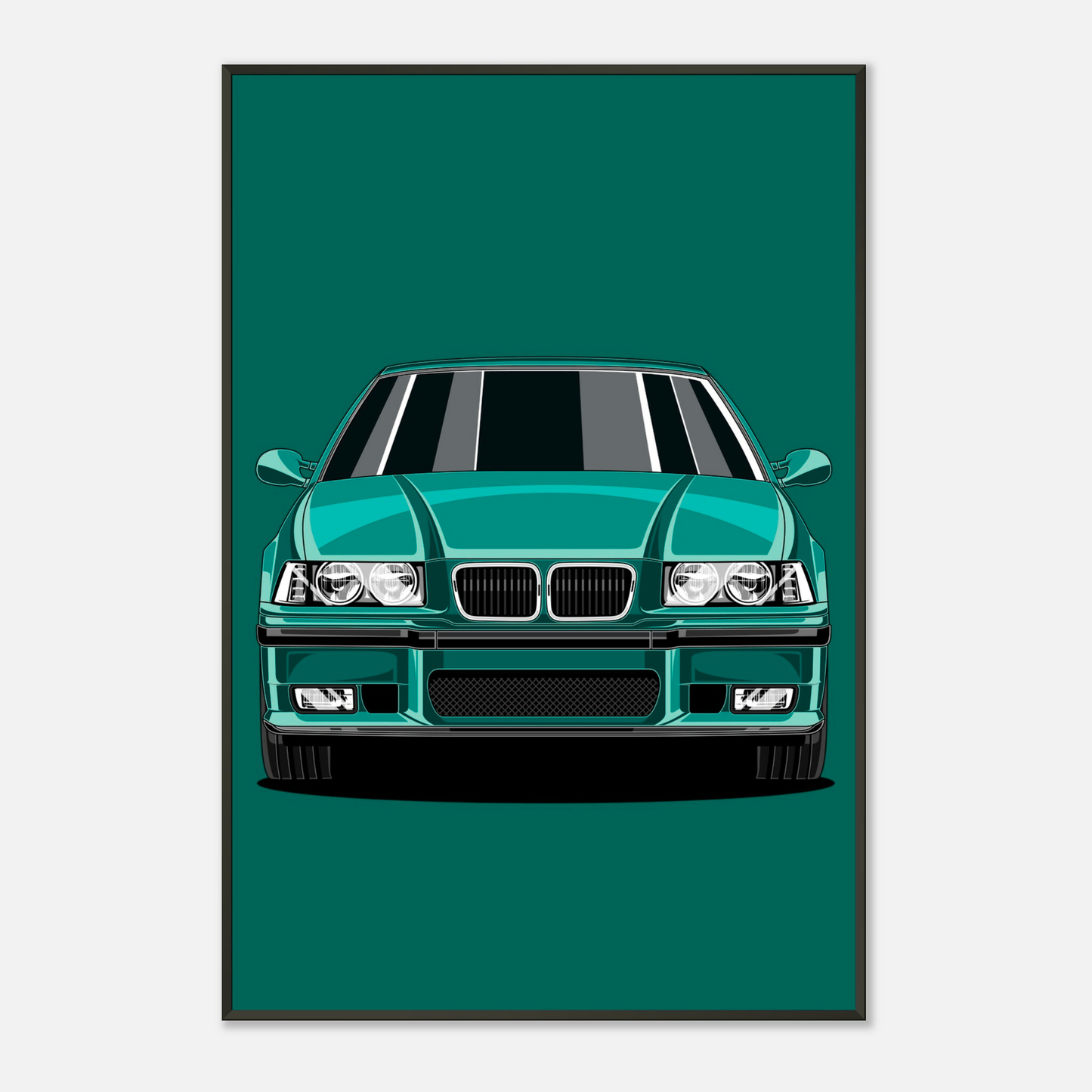 E36 Poster – Klassische Sportwagen Illustration vielen Farben (Blau, Rot, Grün) | Retro Auto Deko für Fans