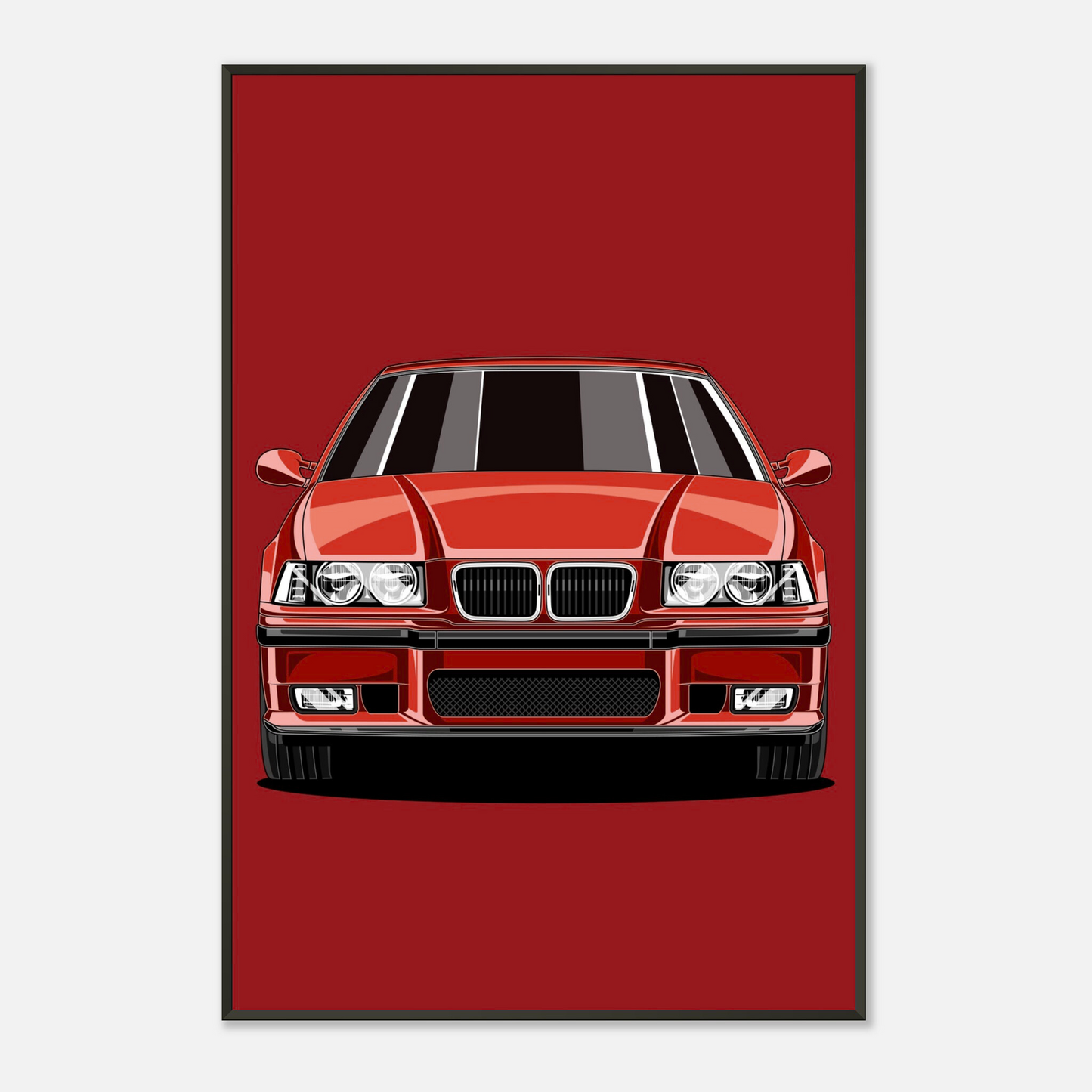 E36 Poster – Klassische Sportwagen Illustration vielen Farben (Blau, Rot, Grün) | Retro Auto Deko für Fans