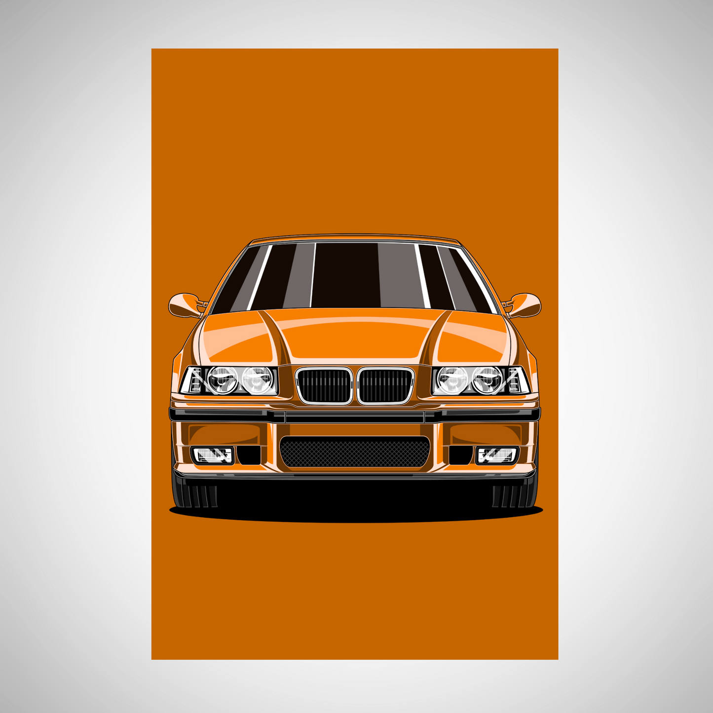 E36 Poster – Klassische Sportwagen Illustration vielen Farben (Blau, Rot, Grün) | Retro Auto Deko für Fans