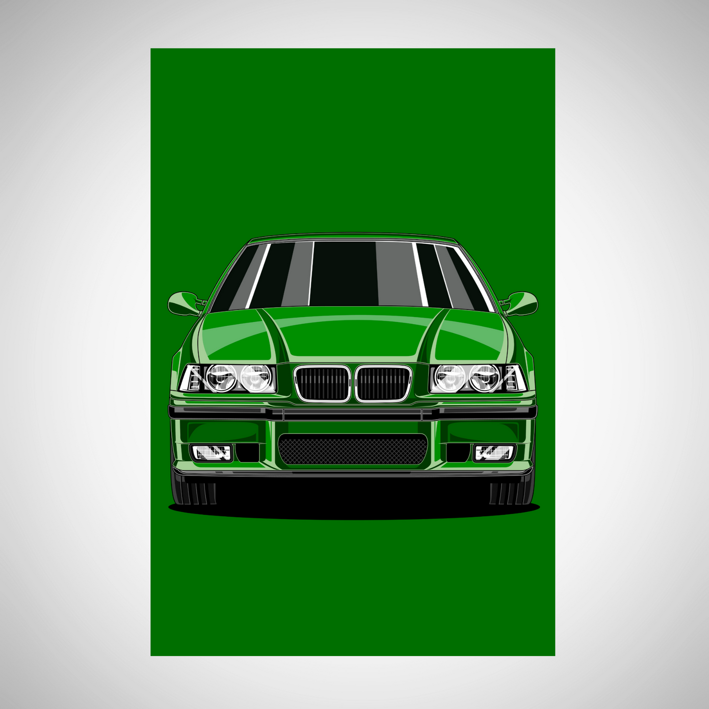 E36 Poster – Klassische Sportwagen Illustration vielen Farben (Blau, Rot, Grün) | Retro Auto Deko für Fans