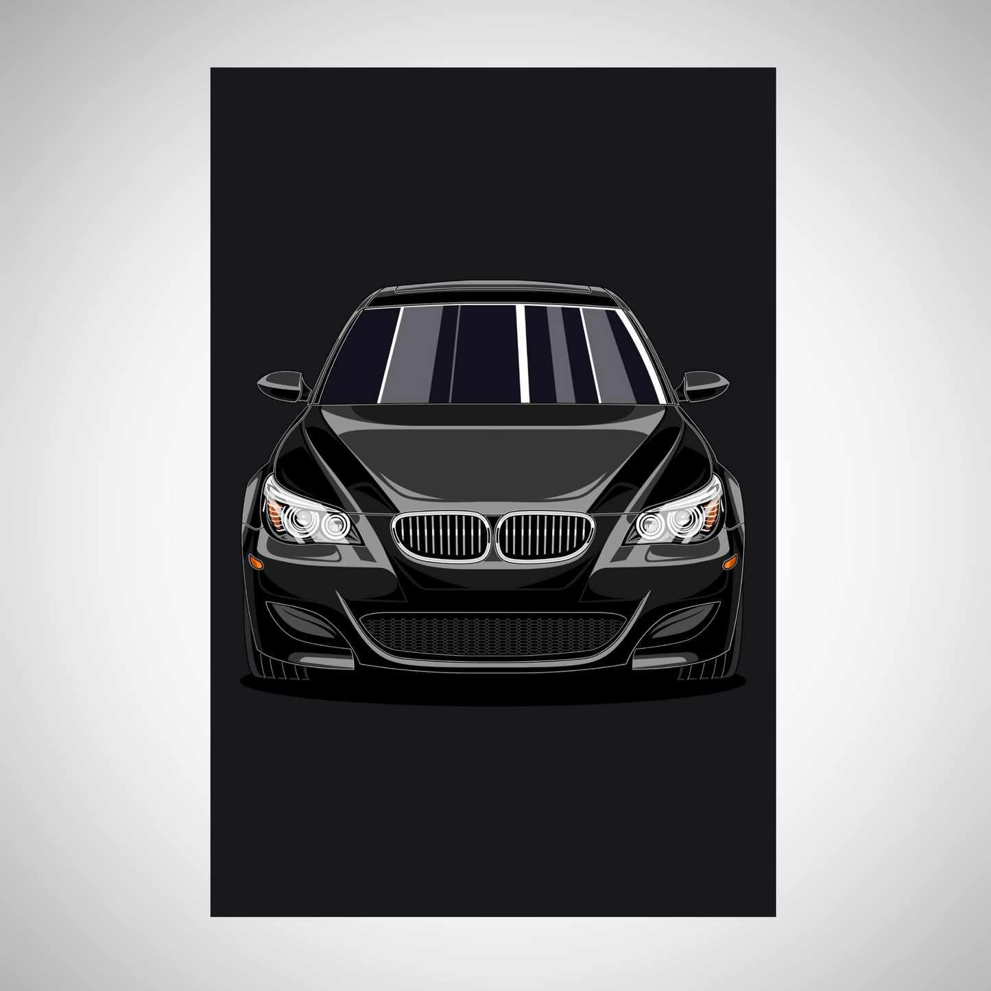 E60 Poster – Classic Black Sports Car Illustration | Retro Car Decoration for Fans