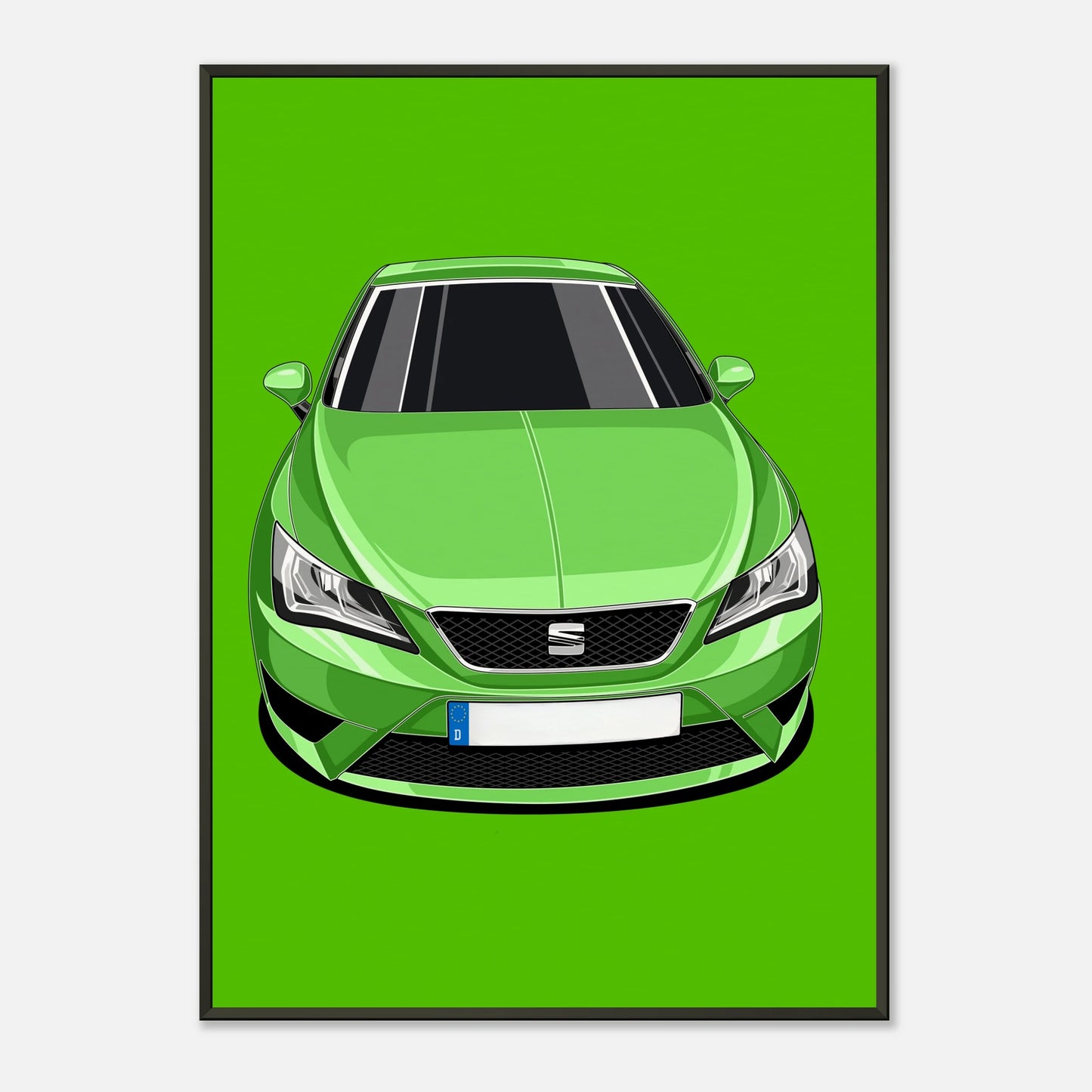 Personalisiertes Auto-Porträt als Poster illustriert – handgezeichnet & gerahmt
