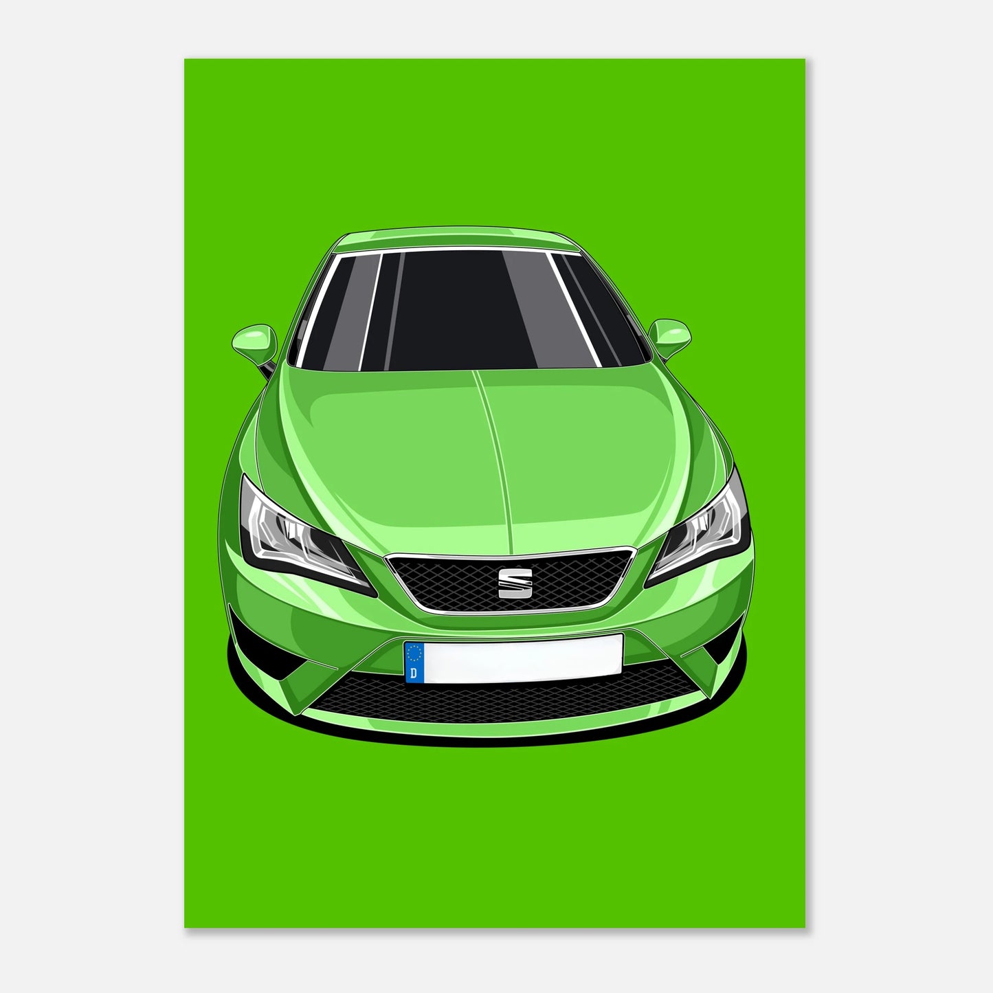 Personalisiertes Auto-Porträt als Poster illustriert – handgezeichnet & gerahmt